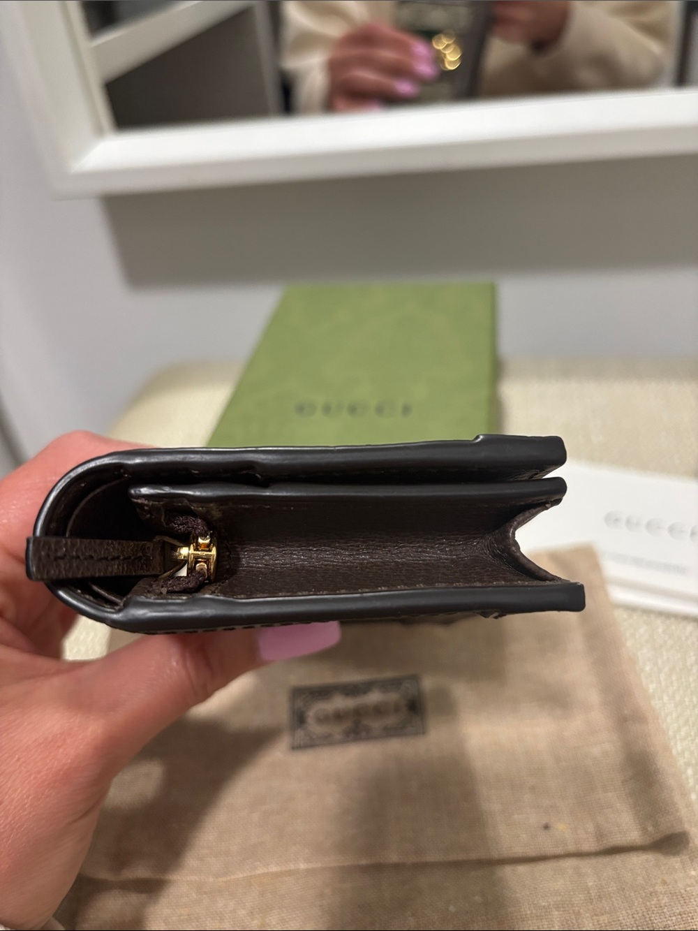 Gucci Brown GG Supreme Canvas Wallet with Web Stripe - Picture 6 of 9